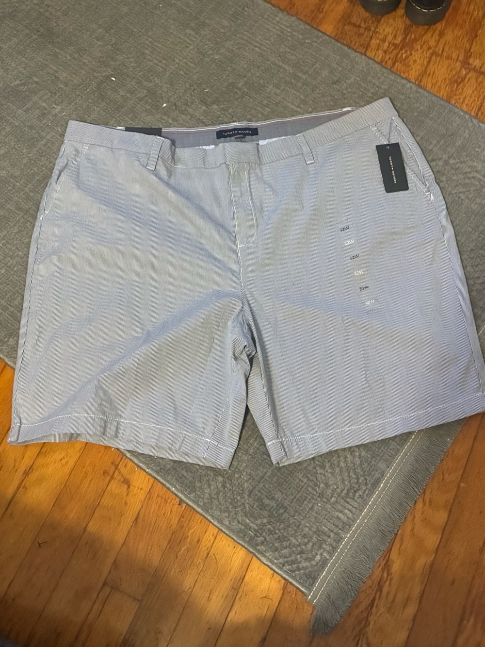 Tommy Hilfiger Light Blue Seersucker Flat-Front Shorts